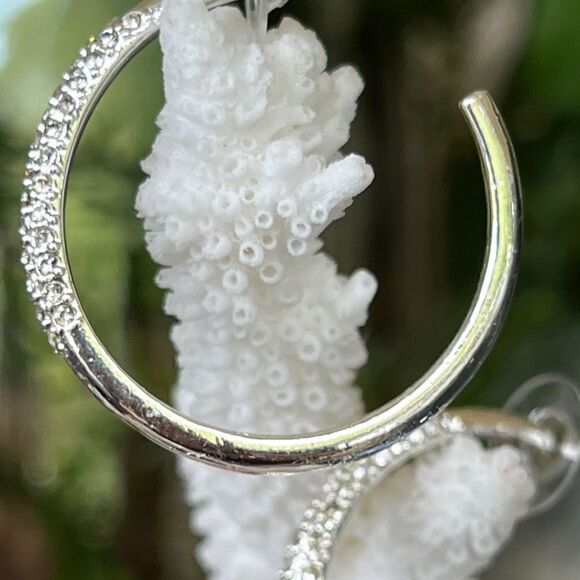 Silver Clear Swarovski Crystals Statement Earrings - Picture 6 of 10